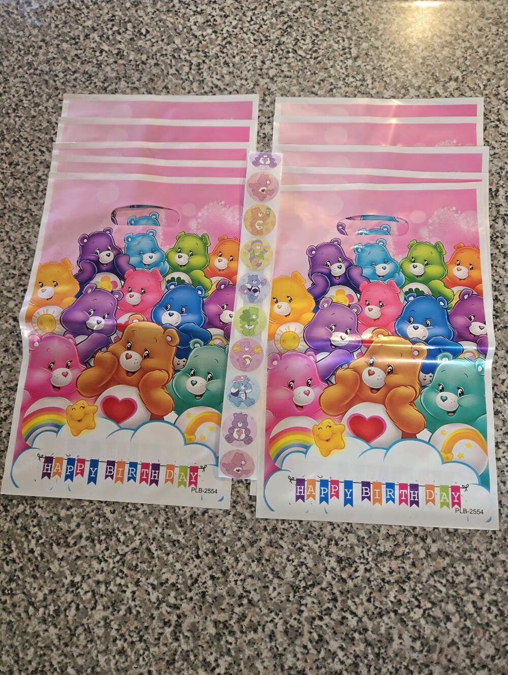 Care Bears Characters Pink Party Favor Bags with Stickers